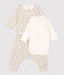 Conjunto de 3 prendas con estampado de estrellas multicolores de bebé niña de lana y algodón orgánico beige MONTELIMAR/blanco MULTICO